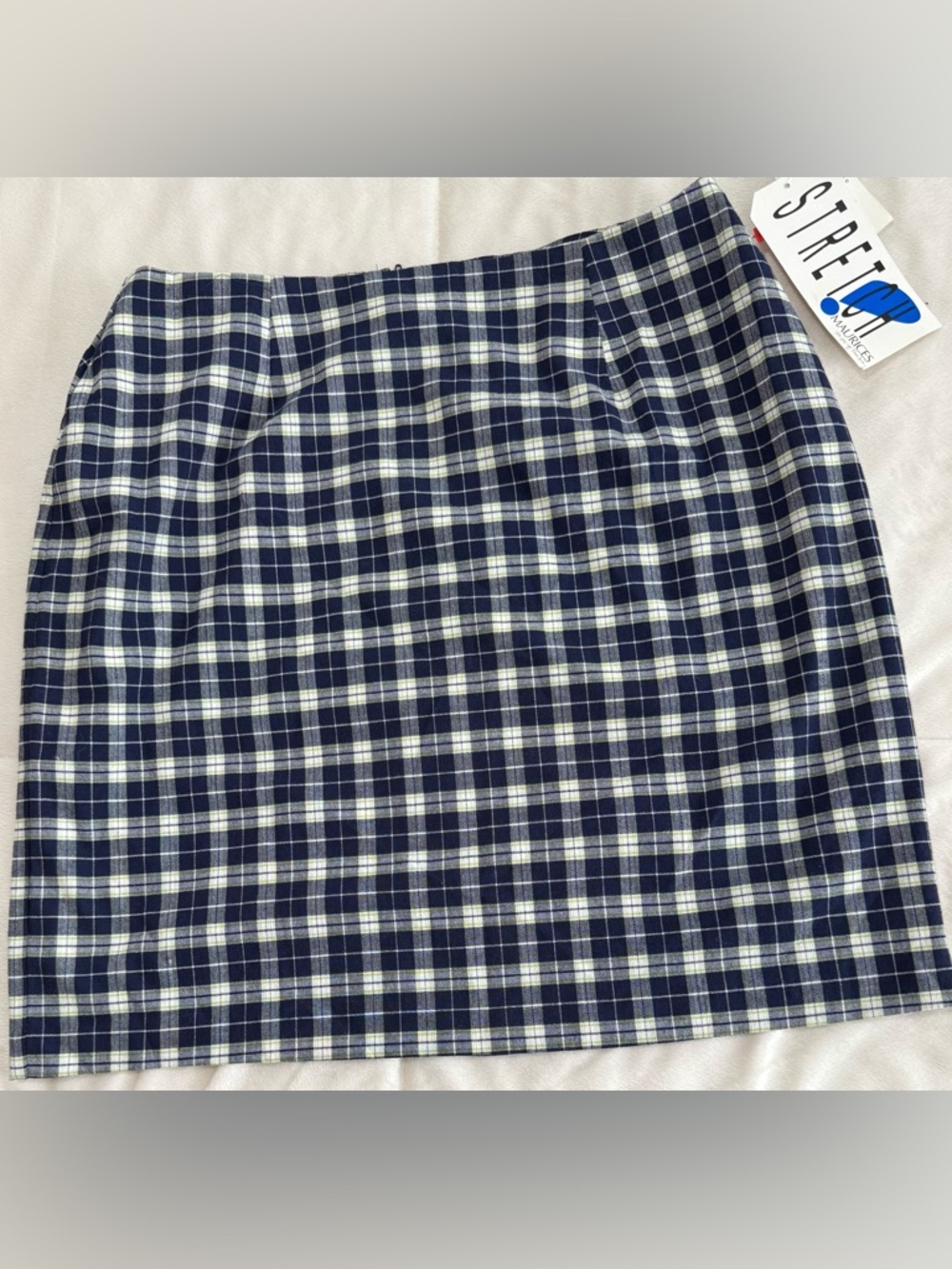 NWT Plaid Mini Skirt Stretch Maurice’s Paris Sport Club Blue Green Size 8 Y2K